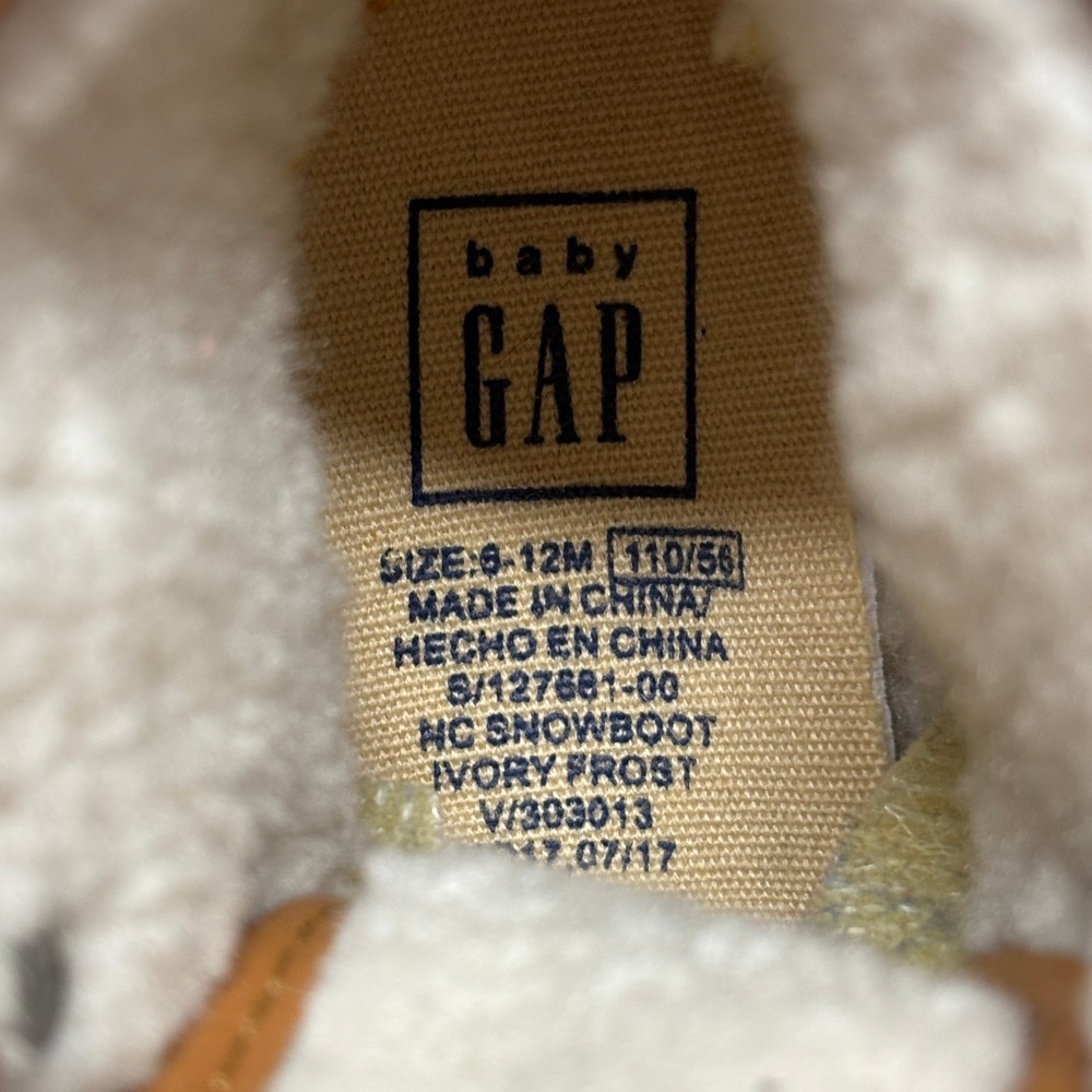 Baby Gap Snow Boots Kids 6-12M Ivory Frost Navy Tan Red Duck Boots - Picture 7 of 7
